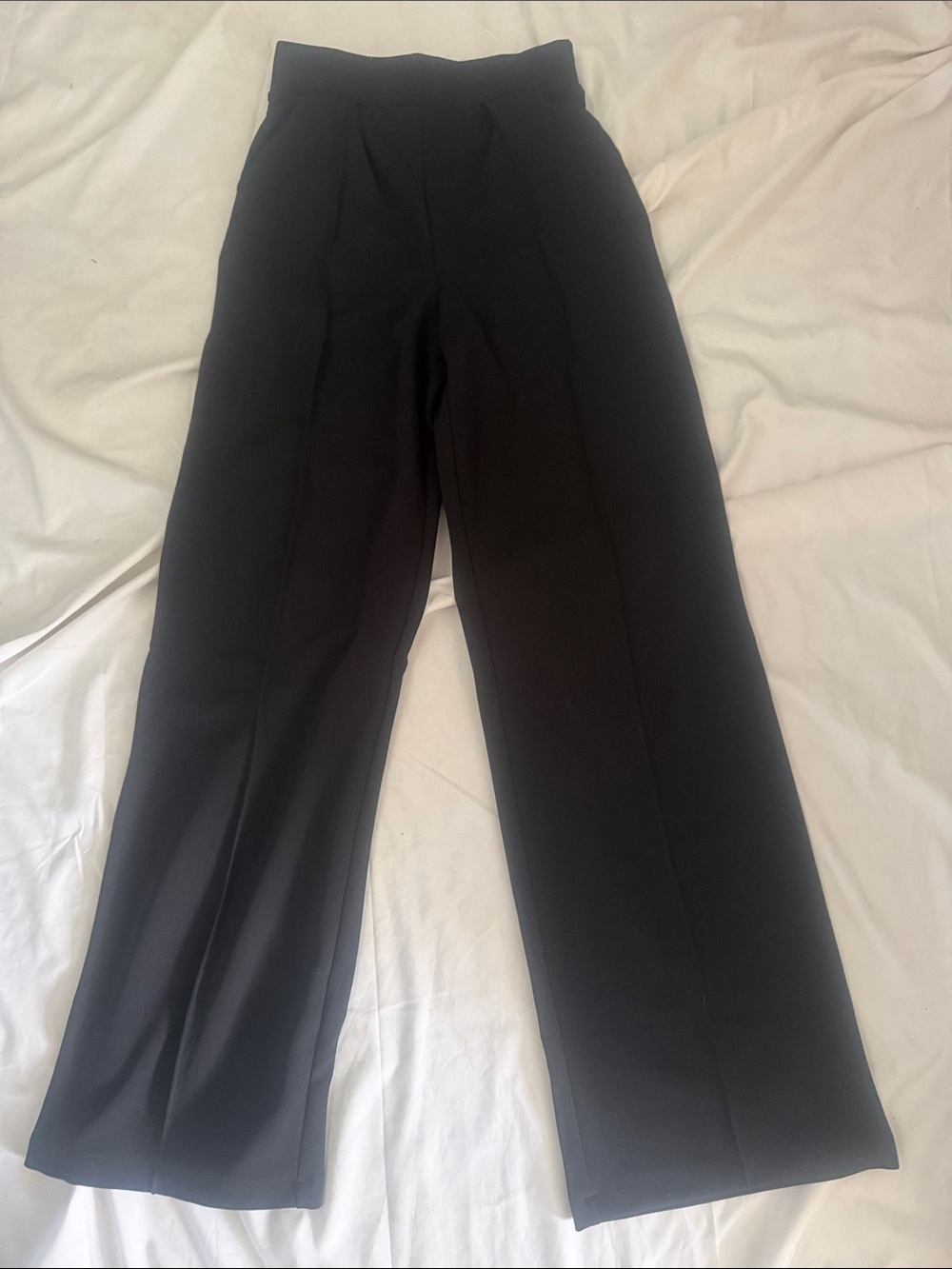 H&M Black High-Rise Wide-Leg Trousers